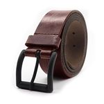 PELLE TORO Hunter Leather Belt for Men, Handmade Mens Belt for Jeans, Work or Casual Wear Cowboy Style (Burgundy, Trouser Sizes 36in - 40in)