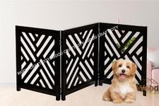 WOOD CRAFT CITY Wooden Freestanding Foldable Safety Gate with Three Panels for Kids, Dog Gate for The Home, Doorway, Stairs, and Step Over Fence, Extra Wide 24x54 Inch Black