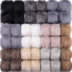 SIQUK 40 Pieces Faux Fur Pom Pom Balls DIY Faux Fox Fur Fluffy Pom Pom with Elastic Loop for Hats Scarves Gloves Bags Accessories(10 Soft Colours, 4 Pcs for Each Colour)