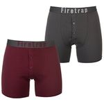 Firetrap Mens Boxers 2 Pack Underwear Comfortable Fit L Grey/Wine