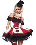 Leg Avenue Women's 2 Piece Pretty Playing Card Costume Includes Dress and Neck Piece, Red/Black, Small/Medium