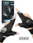 LED Flashlight Gloves, Unique Gifts for Men Dad Boyfriend Him Husband, Fathers Day Birthday Gift, Waterproof Cool Gadgets Finger Lights with Toggle Switch for Camping Fishing Repairing