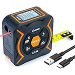 CIGMAN Digital Laser Tape Measure, CT-50 Laser Measure Device with LCD Backlit, Laser Point 50M Working Range, M/In/Ft Unit Switch, Retractable 3M Stainless Steel Tape, Rechargeable Battery Built-in