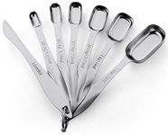 Spring Chef Heavy Duty Stainless Steel Metal Rectangular Measuring Spoons Set for Dry or Liquid, Fits in Spice Jar, Set of 7 Including Leveler