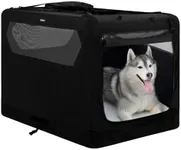 Gulokoka Soft Collapsible Dog Crate for Large Dogs - 42 Inch Foldable Soft Dog Kennel with Durable Mesh Windows, Indoor & Outdoor Portable Travel Dog Crate, Black, 42x31x31 Inches