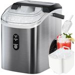 FREE VILLAGE Nugget Ice Maker Countertop, Pebble Ice Maker with Soft Chewy Pellet Ice, 33lbs/24H, Self-Cleaning, One-Click Operation, Stainless Steel, Portable Nugget Ice Machine for Home Kitchen