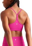 CRZ YOGA Butterluxe Girls Sports Bra - Spaghetti Strap Y Back Training Bras for Teens Racerback Yoga Bra Comfort Crop Top Hibiscus Purple Large