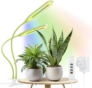 Diivoo Grow Light for Indoor Plants, Full Spectrum LED Plant Light with 2 Ligthing Mode, Dual Head Grow Lamp Dimmable Brightness & 4 Automatic Timer, 360 Spin Gooseneck for Potted Flowers, Plant