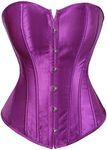 Women's Bustier Corset Top Sexy Lingerie Sets Black Satin Dress Up Costumes Purple 2XL