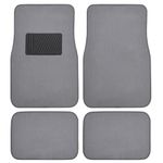 BDK Premium 4PC Set of Carpet Car Floor Mats with Vinyl Safety Heel Pad for Car, Truck, SUV, Coupe Sedan, Light Gray (MT-100-LG)