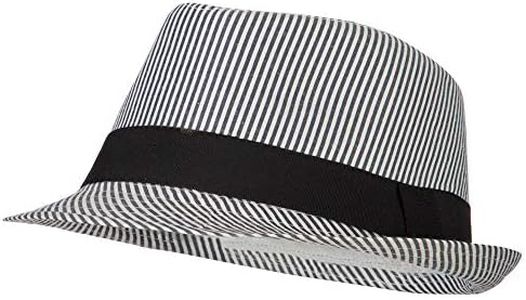 e4Hats.com Kid's Striped Polyester Fedora Hat - Black OSFM
