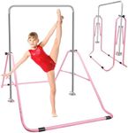 ORIENTOOLS Kids Gymnastics Bar, Adjustable and Secure Gymnastic Equipment for Home for Kids Children, gym bar with Height 88 to 129cm, Durable Gymnastic Bar, available in Pink and Green