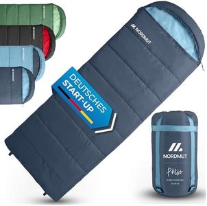NORDMUT® Deckenschlafsack Erwachsene mit Zwei-Wege YKK-Reißverschluss – kleines Packmaß & Ultraleicht 1600g – 3-Jahreszeiten (250 GSM) – Schlafsack für Camping, Outdoor & Festivals (Marine)