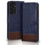 TheGiftKart Flip Back Cover Case for Samsung Galaxy A14 4G / A14 5G | Dual-Color Leather Finish | Inbuilt Stand & Pockets | Wallet Style (Blue & Brown)