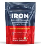 Iron Tablets High Strength 14mg - 365 Tablets, 12 Months Supply - Vegan Iron Supplements for Women and Men - Ferrous Fumarate Energy Tablets, Reduces Tiredness and Fatigue - UK Made Iron Vitamin