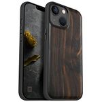 Carveit Magnetic Wood Case for iPhone 14 Case [Natural Wood & Black Soft TPU] Shockproof Protective Cover Unique & Classy Wooden Case Compatible with magsafe (Blackwood)