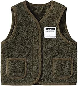 Kids Toddler Baby Girl Boy Fleece Vests Jacket Zipper Sleeveless Coat Fall Winter Outerwear Waistcoats Tops, Army Green, 3-4T