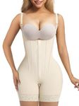 SHAPERX Shapewear for Women Tummy Control Body Shaper Butt Lifter Bodysuit Postpartum Girdles with Adjustable Straps,SZ7281-Beige-M