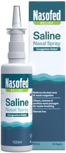 Nasofed Saline Nasal Spray. Isotonic Saline Solution. Effective and Gentle Relief from Nasal Congestion Caused by colds, sinusitis, hayfever and Allergies. 1 x 100 ml