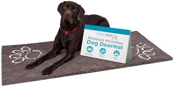 BIRDROCK Home Chenille Dog Doormat - Absorbent Surface to Keep Floors Clean, Non-Skid Bottom for Safety, Ultra-Soft & Durable, Ideal for Pets, Protects Floors from Dirt - 60 x 30, Grey