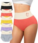 MIOTAN Women's Cotton Underwear High Waisted Tummy Control Knickers Postpartum Briefs Ladies Panties Pack (Multipack, M) Multicolor