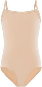 Nokecina Girls Dance Camisole Leotard Pink Black Undergarment Ballet Bodysuits Dancewear for 2-10 Years Old Kids, Nude, 10-12 Years