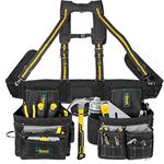 Motovecor Tool Belt Suspenders - Tool Vest Ultra Anti-wear 20 Bags Y-Style Tool Belts 5 Combo Apron Tool Pouch For Framers Carpenter Electrician 1200D Ballistic Nylon