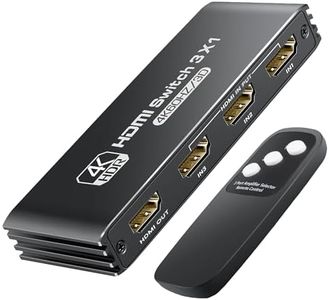 NEWCARE HDMI Switch 3 in 1 Out 4K@60Hz, 3 Port Aluminum HDMI Switch Box Support Auto-Switching, VRR ALLM HDR 3D Audio, HDMI Splitter with Remote for PS5/4, Xbox, PC, Streaming Device