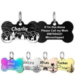 YEHANTI Stainless Steel Personalized Dog Tags, Custom Dog Tags, Anti-Lost Dog Tags Engraved for Pets Double Sided Deep Engraved Dog Cat Name Tag, Various Unique and Cute Designs (Black & Large)