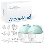 MOMMED Double Breast Pumps, Breast Pumps Hands Free with 3 Mode & 12 Levels, Rechargeable, Leak-Proof Design Electric Breast Pumps, 24 mm Wearable Breast Pumps, Includes 17/19/21 mm Flange Inserts