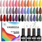 Gel Nail Polish Set, VANREESA 21 Classic Colours Pink Glitter White Wine Red Brown Gray Gel Polish Set Required Soak Off UV/LED Lamp Nail Varnish Kit for Women Beauty Gift