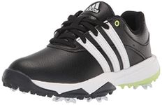 adidas Unisex-Child Junior Tour360 22 Golf Shoes, Core Black/Footwear White/Pulse Lime, 2.5 Big Kid