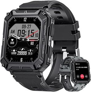 LIGE Military Smart Watch for Men with Bluetooth Dail Calls, 1.83'' HD Outdoor Tactical Watch with 123 Sport Modes Sleep Monitoring, IP68 Waterproof Smartwatch for iOS Android