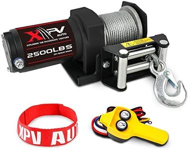 XPV AUTO 2500lbs Electric Winch 12V Waterproof Steel Cable with Wired Remote Control & Mounting Plate ATV UTV Towing Trailer Winch Off-Road