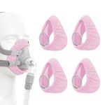 4Pcs CPAP Mask Liners, Sleep Apnea Mask Liners for ResMe F20 & F10 Soft Cushion Covers Reusable Elastic Face Cushion Pads CPAP Accessories Reduce Air Leaks Fit for Most Full Face Masks (Pink)