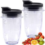 Replacement 18oz Blender Cup with Sip & Seal Lid For Nutri Ninja BL450 BL456 BL480 BL482 BL640 BL642 BL682 BN401 BN751 BN801 Foodi SS101 SS151 SS351 SS401 SS400 Ninja Blender Auto IQ Blade, 2-Pack