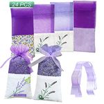 GLOBALDREAM 24 Pieces Lavender Bags Sachet Empty Bags Purple Drawstring Gauze Cotton for Lavender, Spice and Herbs