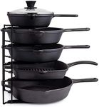 Cuisinel Heavy Duty Pan Organizer - 5 Tier Rack - Holds 50 LB - Holds Cast Iron Skillets, Griddles and Shallow Pots - Durable Steel Construction - Space Saving Kitchen Storage - No Assembly Required