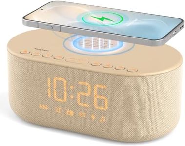 DreamSky Bedroom Radio Alarm Clock with Wireless Charger for Samsung iPhone