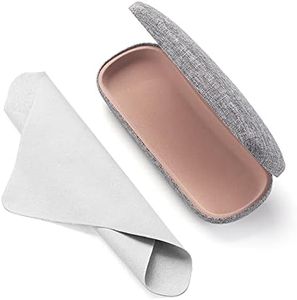 Marvolia Glasses Case Hard Shell Eyeglasses Case Linen Fabrics Protective Case for Sunglasses Eyeglasses with Cleaning Cloth for Men Women - Grey