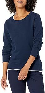 Amazon Essentials Women's French Terry Fleece Crewneck Sweatshirt (Available in Plus Size), Navy, Medium