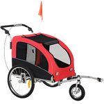 Aosom Dog Bike Trailer 2-in-1 Pet Stroller Cart Bicycle Wagon Cargo Carrier Attachment for Travel with Suspension, Hitch, Storage Pockets, Red