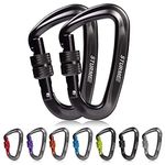 STURME Carabiner Clip 12KN Aluminium Wiregate Lightweight Heavy Duty Large Strong Durable D-Ring Hooks Spring Snap Link Keychain Clips Set for Hammock Improved Design 2018 (Black)