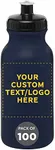 DISCOUNT PROMOS Custom 20 oz. Water Bottles with Push Cap Set of 100, Personalized Bulk Pack - Perfect for Gym, Hiking, Camping, Outdoor Sports - Navy Blue