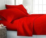 CELINE LINEN Luxurious Bed Sheets Set on Amazon 1800 Premier Hotel Quality Wrinkle Free 3-Piece Sheet Set with Deep Pockets, Twin Red