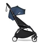 BABYZEN YOYO2 Stroller (Black Frame with Air France Blue 6+ Colour Pack) - Includes Harness, Backrest, Hood Extensions, Shoulder Strap, Storage Bag, Seat Cushion & Matching Hood