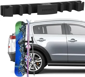 Hikeen Magnetic Ski Snowboard Vehicle Mount,Holders to Prevent Ski Snowboard and Ski Pole from Tipping Over | Vehicle Paint Protection | Holds Up to 4 Pairs Skis or 2 Snowboards,2 Ski Poles