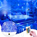 Joollurm Galaxy Projector Light for Bedroom, Ocean Wave Sensory Light with 16 Colors and Remote, Northern Lights Lamp Night Light Ceiling Projector for Kids/Party/Game Rooms