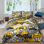 Feelyou Boys Cartoon Car Bedding Set Twin Size Kids Construction Vehicles Comforter Cover for Kids Children Cartoon Machinery Truck Duvet Cover Construction Site Cars Bedspread Cover Twin Size 2Pcs