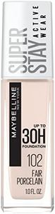 Maybelline New York Super Stay Full Coverage Liquid Foundation Active Wear Makeup, Up to 30Hr Wear, Transfer, Sweat & Water Resistant, Matte Finish, Fair Porcelain, 1 Count